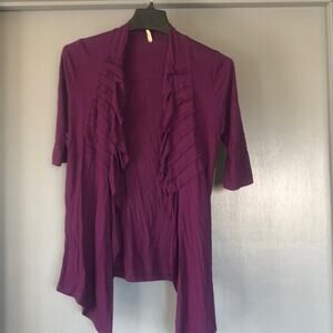 Vanilla Bay Purple Open Cardigan Lightweight Short Sleeves Sz Medium